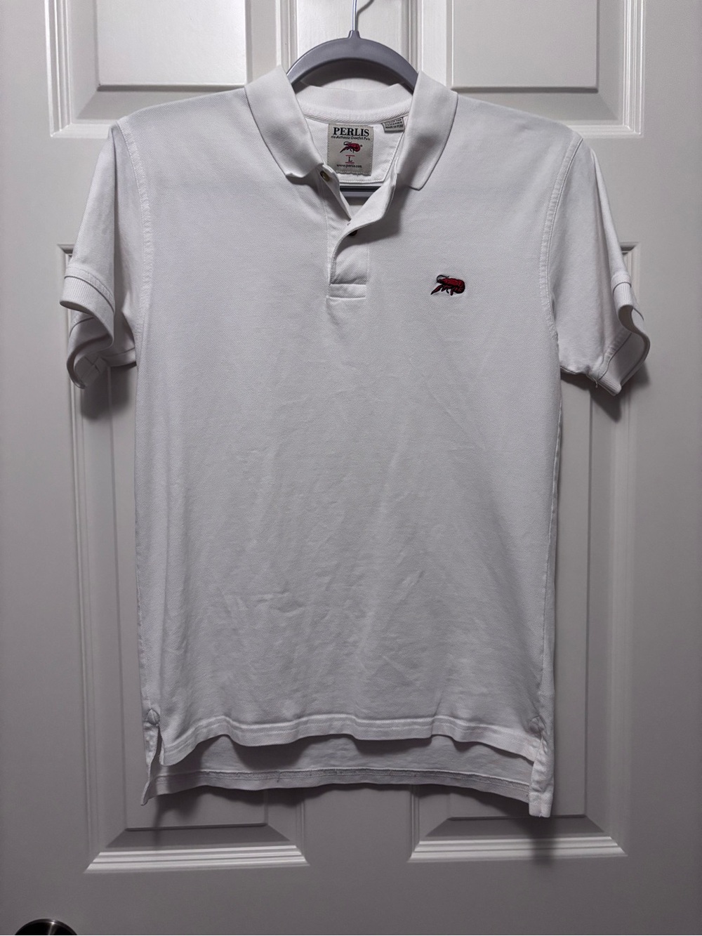 Perlis white polo sz Youth L